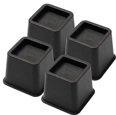Zdjęcie produktu dla JustValue Podwyższenie mebli, zestaw 4 sztuki, czarny – 8 cm – maks. 600 kg – podstawa 12×12 cm