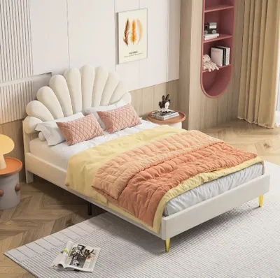 Zdjęcie produktu dla Łóżko tapicerowane łóżko podwójne 140x200cm aksamitna rama łóżka