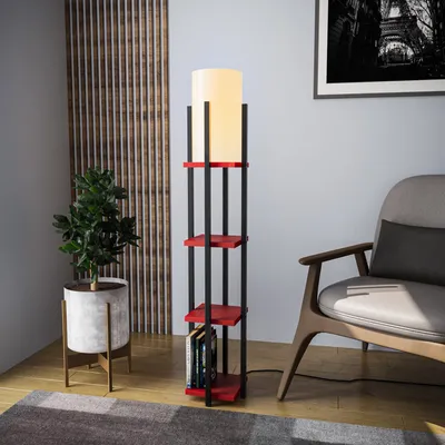 Produktbild von Opviq, Shelf Lamp - 8117, Stehlampe, METALLKÖRPER, Schwarz, 25 x 25 x 130 cm