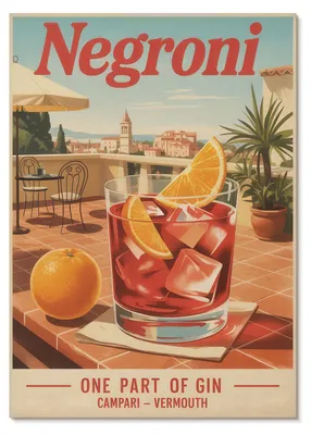 Produktbild von POSTER - 29x42 cm (A3) - 3 Steps - Orangensaft auf der Terrasse, Retro-Atmosphäre - Wandbild für Wohnzimmer Schlafzimmer & Flur, Modernes Poster Wanddeko, Ungerahmt