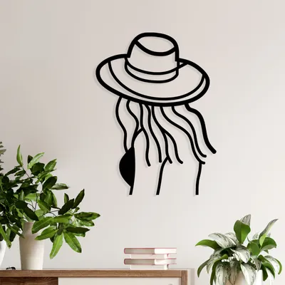 Obrázok produktu pre Wallity, Žena na pláži, Dekoratívny kovový doplnok na stenu, 100 % KOV, čierna, 47 x 63 cm