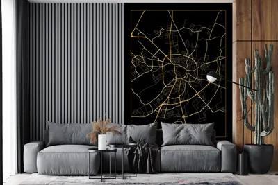 Obrázek produktu pro MuchoWow® Fototapety do obývacího pokoje nebo ložnice tapety vinylové motivy tapety Karta - Münster - Zlatá - Černá 170x260cm