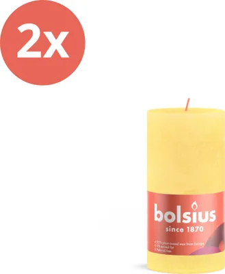 Imagen del producto de Bolsius - Vela rústica en forma de tronco - 130/68 - 1 unidad por paquete - Amarillo sol - Paquete económico - 2 unidades
