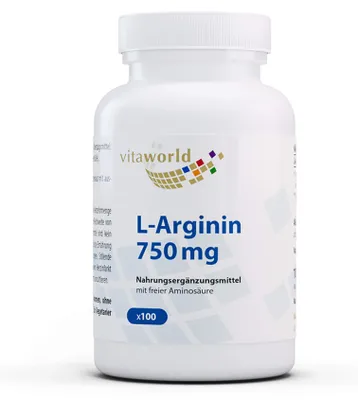 Immagine prodotto di Vitaworld L-Arginina 750 mg | 100 capsule | arginina di elevata purezza come base | fermentata da canna da zucchero | naturale | vegana