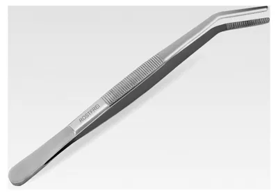 Produktbild von Gebogene Pinzette, 25 cm, mit Innenzahnung aus rostfreiem Edelstahl