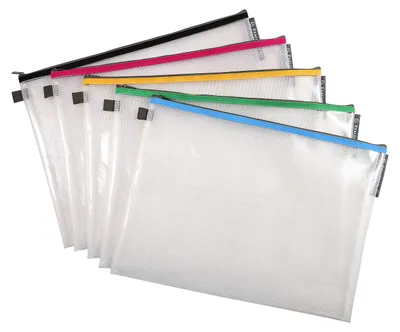 Produktbild von Exacompta Netztaschen mit Reißverschluss, transparent, A3, 10 Stück