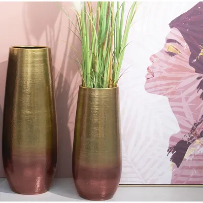Produktbild von DRW Bodenvase aus Keramik mit 2 Goldtönen, 28 x 60 cm, 28x60cm