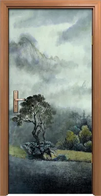 Produktbild von Türposter 90x200 cm Türaufkleber Türtapete Türfolie Klebefolie Landschaft Nebel Wasserfall und Berge