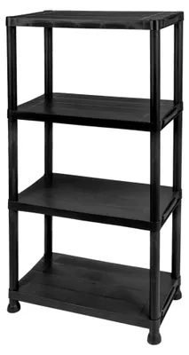 Produktbild von Kunststoffregal 4 Ebenen 61x31x131cm Schwarz Steckregal Lagerregal 100kg Tragkraft