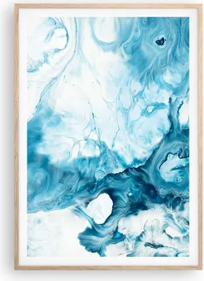 Produktbild von Gerahmtes Poster - Rahmen in heller Eiche - Abstraktion Flüssigkeit hellblau - 70x100 cm - Wand Bild - Wanddeko - Wandbilder - Wandposter - Bilderrahmen - Bilder - Kunstdruck - P2NPA70x100-4356