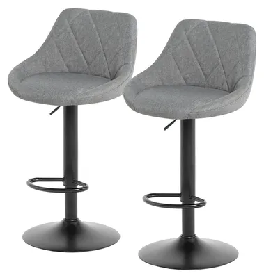 Produktbild von home24 Barstuhl - 2er-Set - Leinen / Eisen