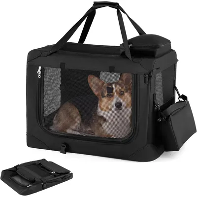 Produktbild von Tierbedarf, Hunde, Hundetransport, Hundetransportbox, Hundebox, Auto, Transportbox, faltbar, Größe S, 61 x 43 x 43 cm, Schwarz