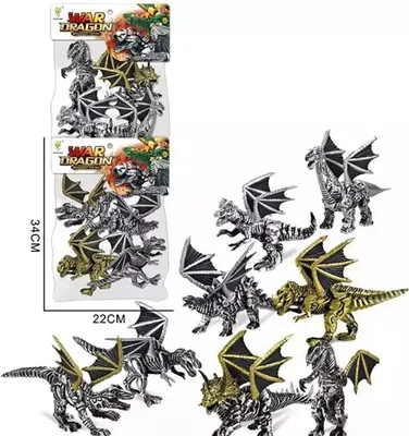 Zdjęcie produktu dla Dinozauro-smoki srebrne i złote 8szt