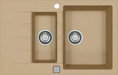 Produktbild von ALVEUS GRANITAL 1,5 Becken Spüle CADIT 70 in BEIGE mit Pop-up-Siphon / Ausschnittmaß 770 x 480 mm / Granitspüle