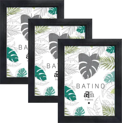 Produktbild von aFFa frames, Batino, Bilderrahmen aus Holz, mit Acrylglasfront, HDF-Hintergrund, Schwarz, 21x29,7 cm, 3er Set