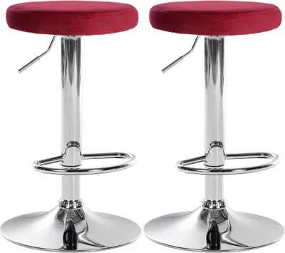 Image de 2x Chaise de bar Ponte - velours, chrome - Rouge