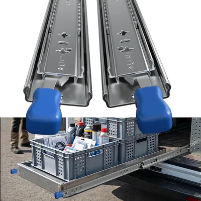 Obrázok produktu pre Vigevee, ťažné koľajnice pre zásuvky, dĺžka 600 mm, nosnosť 111 kg, plný výsuv, uzamykateľné, 2 kusy