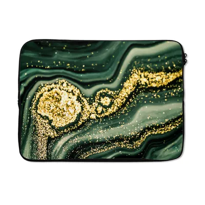 Produktbild von MuchoWow® Laptop Hülle 13 Zoll Marmor - Gold - Glitter - Grün - Marmoroptik - Luxus Laptoptasche - Laptophülle - Sleeve - Rundumschutz