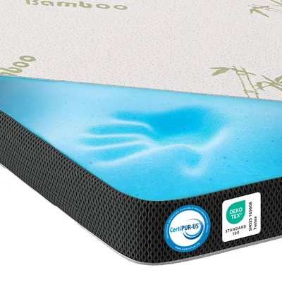 Matratzentopper 160x200 cm, 7 cm Gel-Memory-Schaum, Bambusbezug