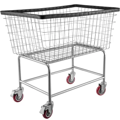 Image de Chariot à linge en fil métallique VEVOR, panier à linge en fil métallique de 4,5 boisseaux avec roues, 35 x 15,7 x 22 pouces, chariot à linge commercial en fil métallique, cadre en acier avec finition chromée, roues de 5 pouces, chariot à linge en fil métallique pour Lau