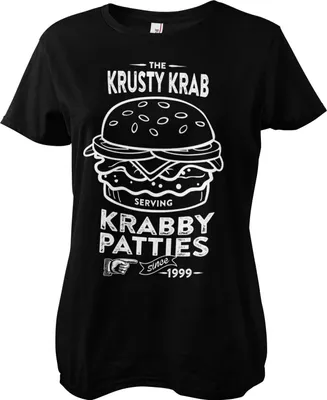 Produktbild von The Krusty Krab Serving Krabby Patties Girly Tee - Medium  - Black