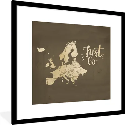 Produktbild von MuchoWow® MuchoWow® Gerahmtes Poster Karten - Europa - Vintage - Zitate 40x40 cm - Poster mit zchwarzem Bilderrahmen - Poster - Plakat im Rahmen