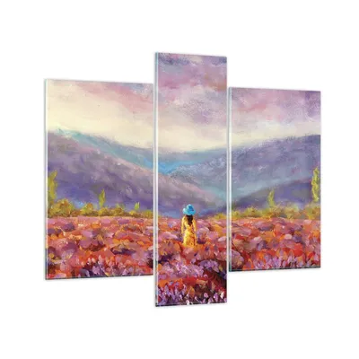 Produktbild von Bilder auf glas - 3 Teile - Feld Frau Landschaft - 95x80cm - Glasbilder - Wandbilder - Bilder - zum Aufhängen bereit - Wanddekoration aus Glas - Glas Bilder - Wandbild auf Glas - GCB95x80-5074