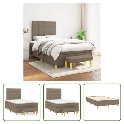 Produktbild von The Living Store Boxspringbett mit Matratze Taupe 120x200 cm Stoff