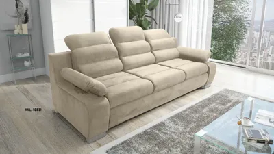 Produktbild von Sofa DENVER - mit Schlaffunktion, Schlafsofa, Dreisitzer, mit manueller Kopfteil-Verstellung, hohe Belastbarkeit - Hellbeige