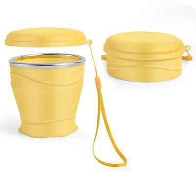 Produktbild von 2 Silikon Reisebecher faltbar mit staubdichtem Deckel, 260 ml, BPA-frei, wiederverwendbar, ideal für Camping, Picknick, Reisen, Büro