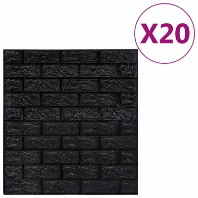 Zdjęcie produktu dla vidaXL Tapeta 3D Cegła samoprzylepna 20 szt. czarna