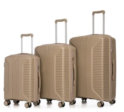 Produktbild von Koffer-Set 3-teilig 20"/24"/28", PP Spinner, mit Seitenhandgriff, Champagner