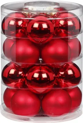 Produktbild von Weihnachtskugeln Glas 6cm, 20 Stück, Farbe:Rot glanz / matt