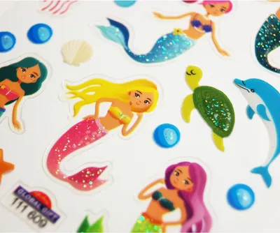 Produktbild von Aufkleber - Meerjungfrauen - Glitter - 1,8 cm