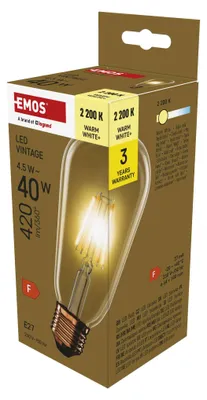 LED žárovka Vintage ST64 / E27 / 4,5 W (40 W) / 420 lm / teplá bílá