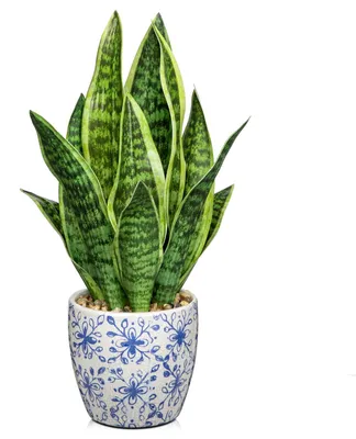 Kunstpflanze Bogenhanf 40 cm in Keramiktopf, künstliche Sansevieria