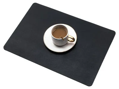 6er Set PU-Leder Platzsets 44x30 cm, quadratisch, schwarz