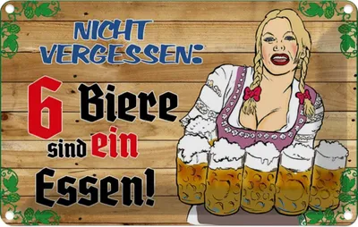 Produktbild von vianmo Blechschild 20x30 cm Alkohol 6 Biere sind ein Essen Spruch Zitat