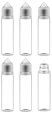 6er-Set 70 ml Flüssigkeitsflaschen, transparent, PET, mit Schraubdeckel