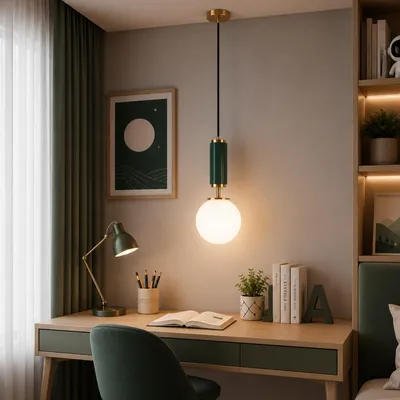 Produktbild von Opviq, Moderne Pendelleuchte Dunkelgrün, Ø15 cm, E27, 40W, Metall & Glas