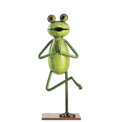 Productafbeelding van Mooie yogakikker, half boompje, voor in de tuin als decoratie, van metaal. Nieuwe dierfiguren, metalen figuren voor tuinontwerp, model V-93800