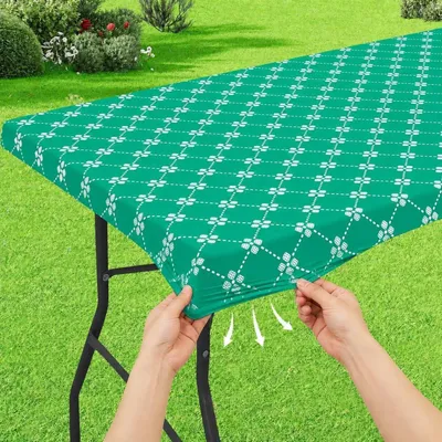 Productafbeelding van Afwasbare, rechthoekige tafelkleed met elastische rand, 75x183 cm, groen