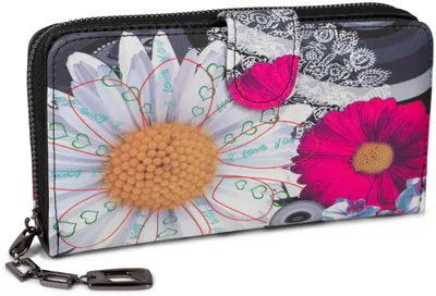 Produktbild von styleBREAKER Damen Geldbörse mit buntem Blumen Blüten Mandala Muster, Ethno Style, Reißverschluss, Portemonnaie 02040040