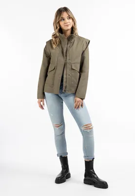 Produktbild von Damen Übergangsjacke mit Blousonschnitt in Oliv, Größe S