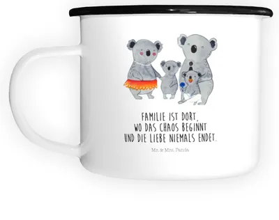 Produktbild von Mr. & Mrs. Panda Pott Koala Familie - Weiß - Geschenk, Outdoor Tasse, Family, Große, Kinder, Emaille, Quality Time, Muttertag, Mama, Becher, Aus, Papa