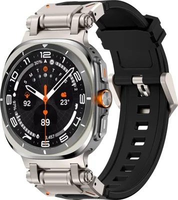 Produktbild von Strap-it „Explorer“ TPU-Armband – passend für Samsung Galaxy Watch Ultra / Ultra 2025 (schwarz mit Titan-Anschlüssen)