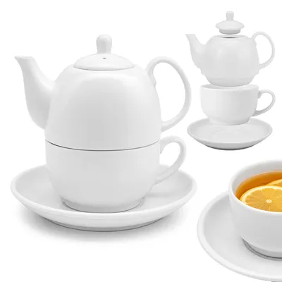 Zdjęcie produktu dla Dzbanek 300ml z Filiżanką i Podstawką Ceramiczny Imbryk Herbaty Kawy Zestaw