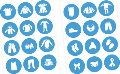 Produktbild von Möbelaufkleber Ordnungssticker für Kleidung weiß/ blau