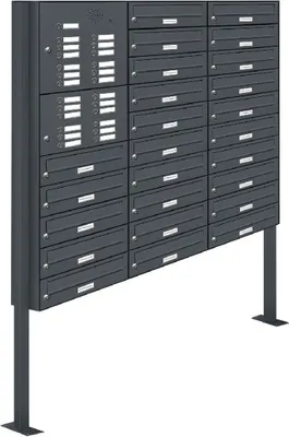 Produktbild von 25er Briefkasten Standanlage Freistehend RAL 7016 Anthrazit Klingel