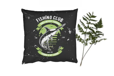 Produktbild von MuchoWow® Zierkissen Sofakissen Wohnzimmer Dekokissen 45x45 cm Fisch - Retro - Zitat - Schlafpolster - Polster für das Sofa